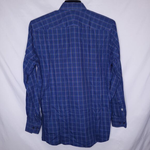 Robert Talbott Shirt Mens Medium Plaid Blue Cotton Tailored - Picture 5 of 12